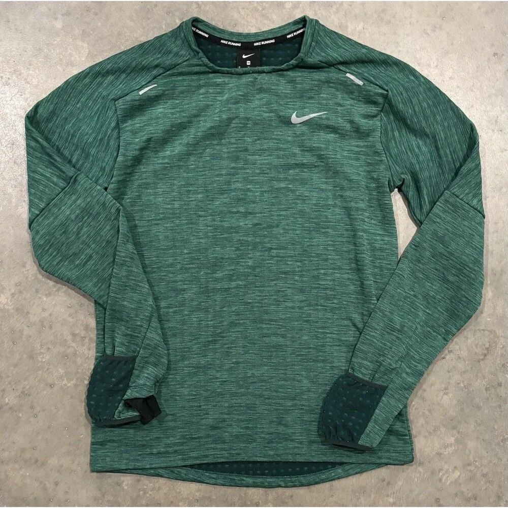 Nike Running Pullover Mens Medium Slim Therma Sphere 3.0 Element Dri Fit Green